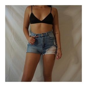 PrettyLittleThing Denim Distressed Shorts